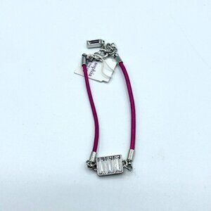 Lia Sophia Parfait Bracelet Strawberry Pink Leather Layering Stacking Silver